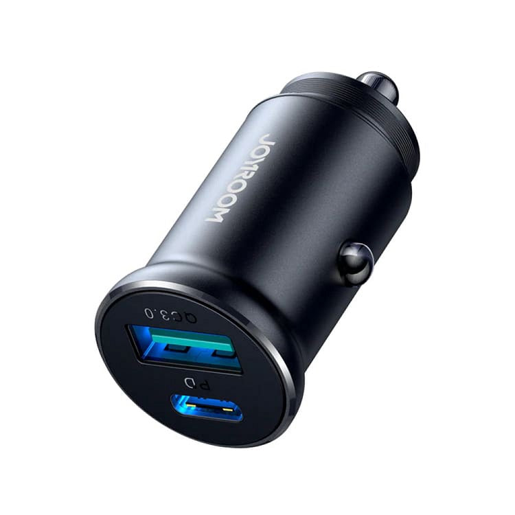 Двойно Зарядно за Кола USB-C/A, Joyroom 30W Mini Metal Car Charger PD-QC3.0, Черен (3)