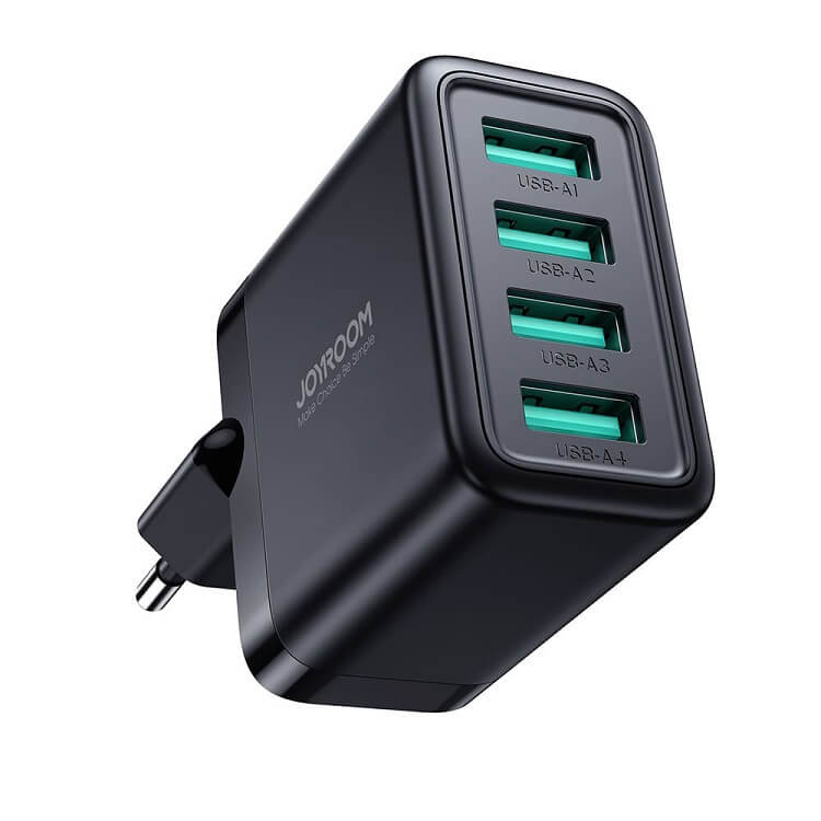 Зарядно за Телефон, Joyroom 220v 4-Port USB-A Charger 4.8А, Черен (3)