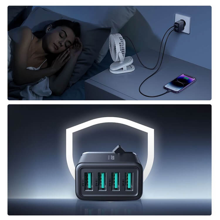 Зарядно за Телефон, Joyroom 220v 4-Port USB-A Charger 4.8А, Черен (5)
