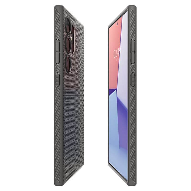 Противоударен Силиконов Калъф за Samsung S24 Ultra, Spigen Liquid Air Case, Сив (6)