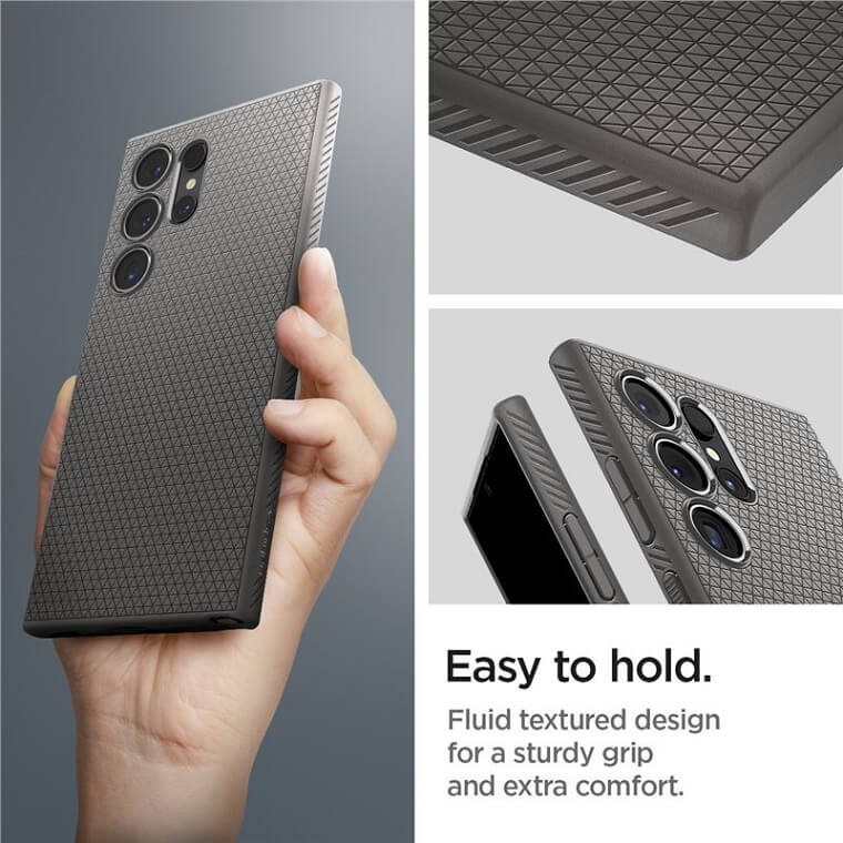 Противоударен Силиконов Калъф за Samsung S24 Ultra, Spigen Liquid Air Case, Сив (9)