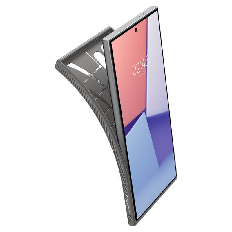Противоударен Силиконов Калъф за Samsung S24 Ultra, Spigen Liquid Air Case, Сив (5)