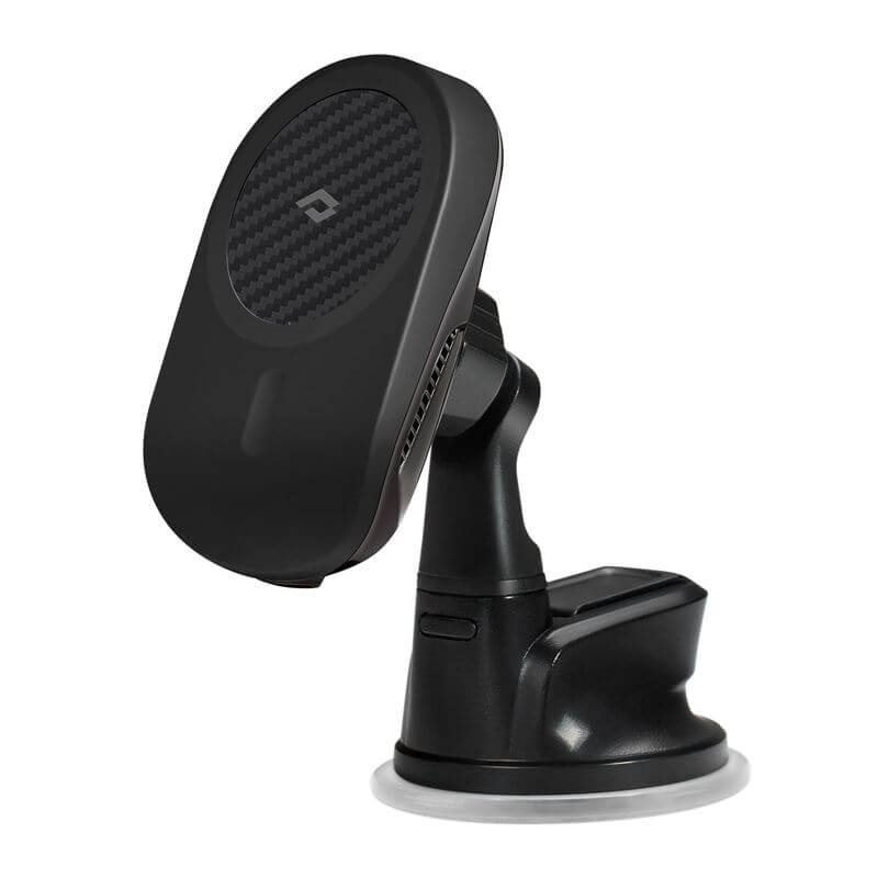 Безжично Зарядно за Кола с Magsafe, Pitaka MagEZ Car Mount Pro Suction Cup 15W, Черен