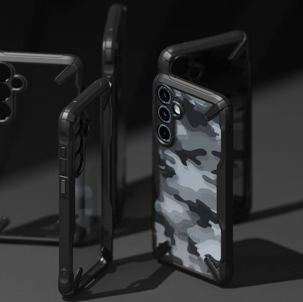Противоударен Хибриден Калъф за Samsung A35, Ringke Fusion X Camouflage Case, Черен (9)