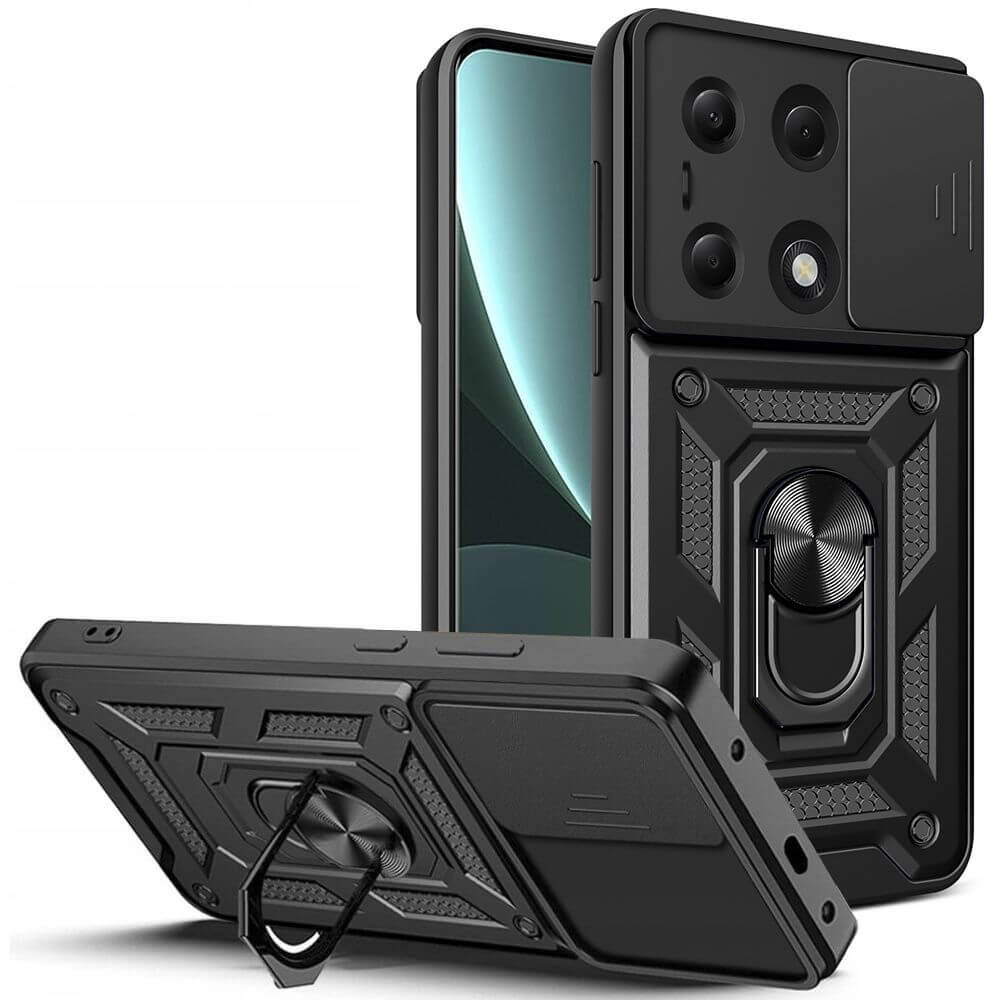 Калъф с Предпазител за Камера и Стойка за Xiaomi Redmi Note 13 4G, Tech-Protect Kickstand Pro Case, Черен