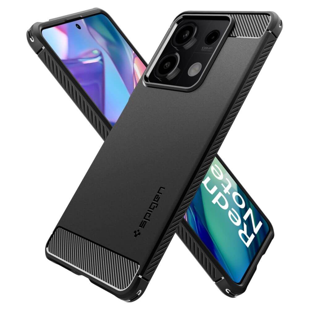Противоударен Калъф за Xiaomi Redmi Note 13 5G, Spigen Rugged Armor Case, Черен (5)