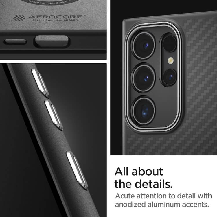 Тънък Калъф за Samsung S24 Ultra, Spigen Enzo Aramid Case, Черен (8)