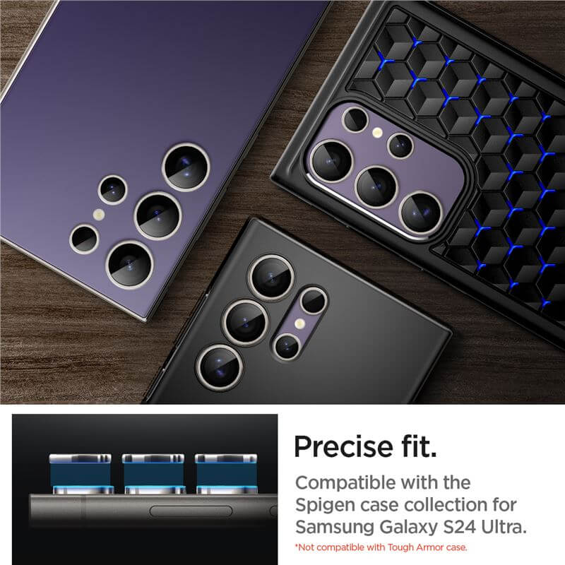 Протектор за Камерата на Samsung S24 Ultra, Spigen EZ Fit Optik Pro Glass tR 2бр., Лилав (8)