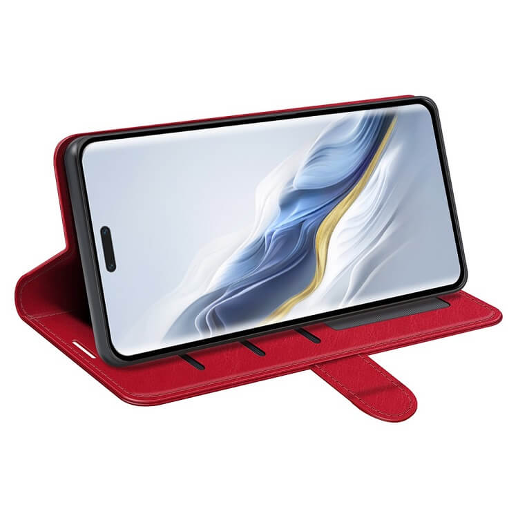 Кожен Калъф с Джобове за Honor Magic 6 Pro, Wallet Book Case, Червен (4)