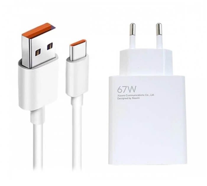 Оригинално Зарядно с Кабел, Xiaomi 67W Charging USB-A, Бял (Bulk)