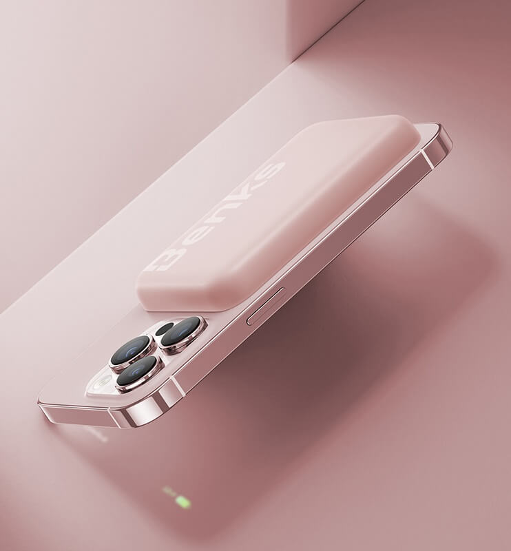 Magsafe Външна Батерия за iPhone, Benks MagClap JuicePod 6000, Розов (4)