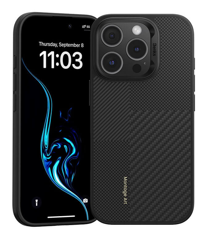 Magsafe Кевларен Калъф за iPhone 16 Pro Max, Benks Montage Armor Pro Case, Черен