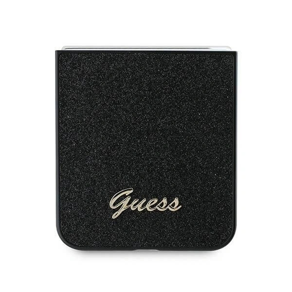Блестящ Калъф за Samsung Z Flip 7 FE/Z Flip 6, Guess Glitter Script Case, Черен (4)