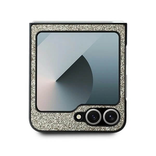 Блестящ Калъф за Samsung Z Flip 7 FE/Z Flip 6, Guess Glitter Script Case, Златист (6)