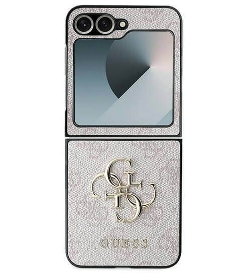 Кожен Калъф за Samsung Z Flip 7 FE/Z Flip 6, Guess Leather 4G Metal Logo Case, Розов