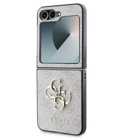 Кожен Калъф за Samsung Z Flip 7 FE/Z Flip 6, Guess Leather 4G Metal Logo Case, Розов (2)