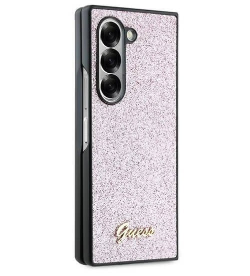 Блестящ Калъф за Samsung Z Fold 6, Guess Glitter Script Case, Розов (2)
