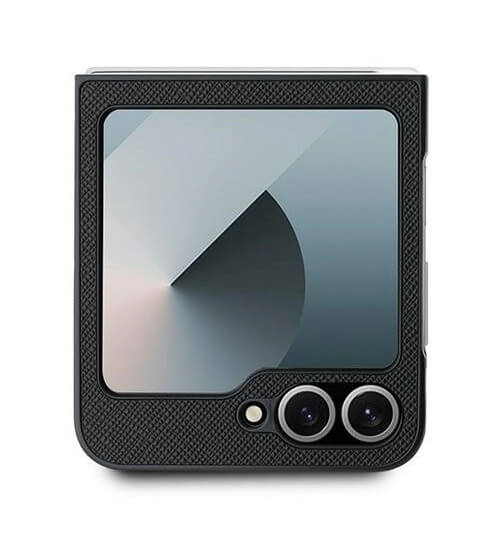 Кожен Калъф за Samsung Z Flip 7 FE/Z Flip 6, Karl Lagerfeld Saffiano Metal PIN Case, Черен (6)