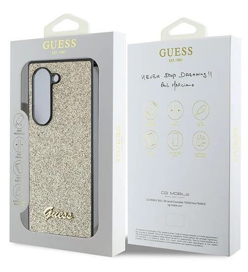 Блестящ Калъф за Samsung Z Fold 6, Guess Glitter Script Case, Златист (7)