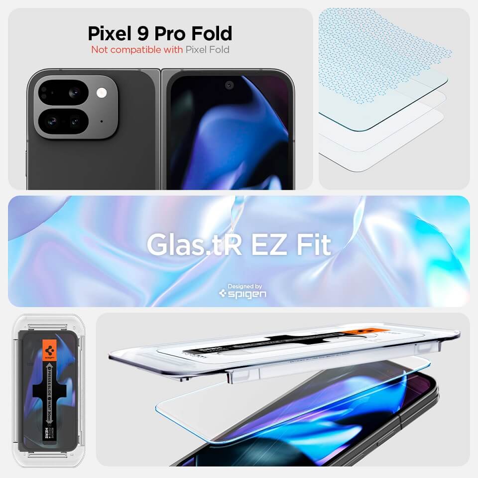 Протектор за Външния Дисплей за Google Pixel 9 Pro Fold, Spigen EZ Fit Glass 2бр., Прозрачен (5)