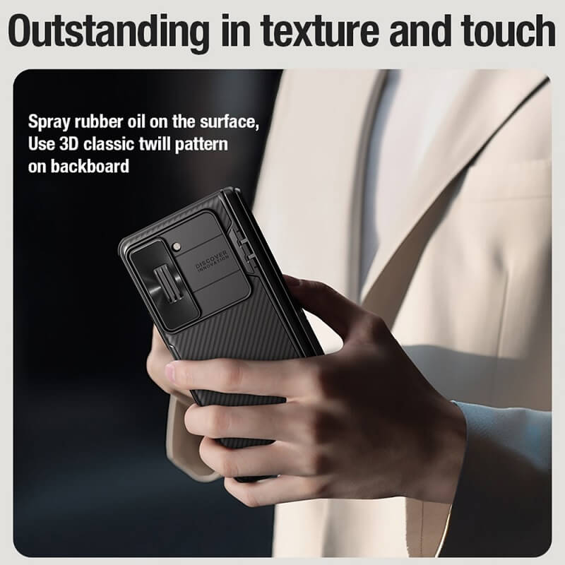 Противоударен Калъф за Samsung Z Fold 5, Nillkin CamShield Stand Case, Черен (6)