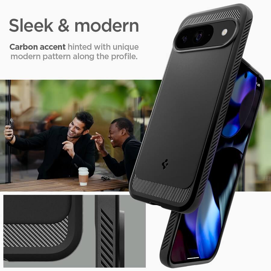 Противоударен Калъф за Google Pixel 9 Pro/ 9, Spigen Rugged Armor Case, Черен (7)