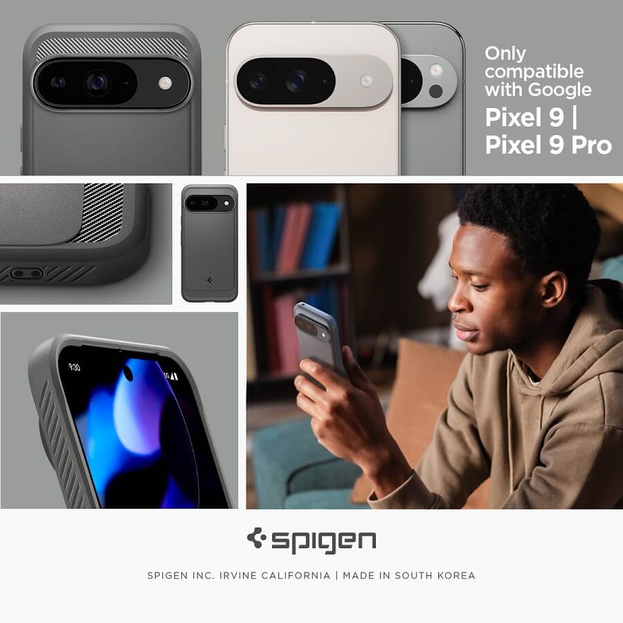Противоударен Калъф за Google Pixel 9 Pro/ 9, Spigen Rugged Armor Case, Сив (6)