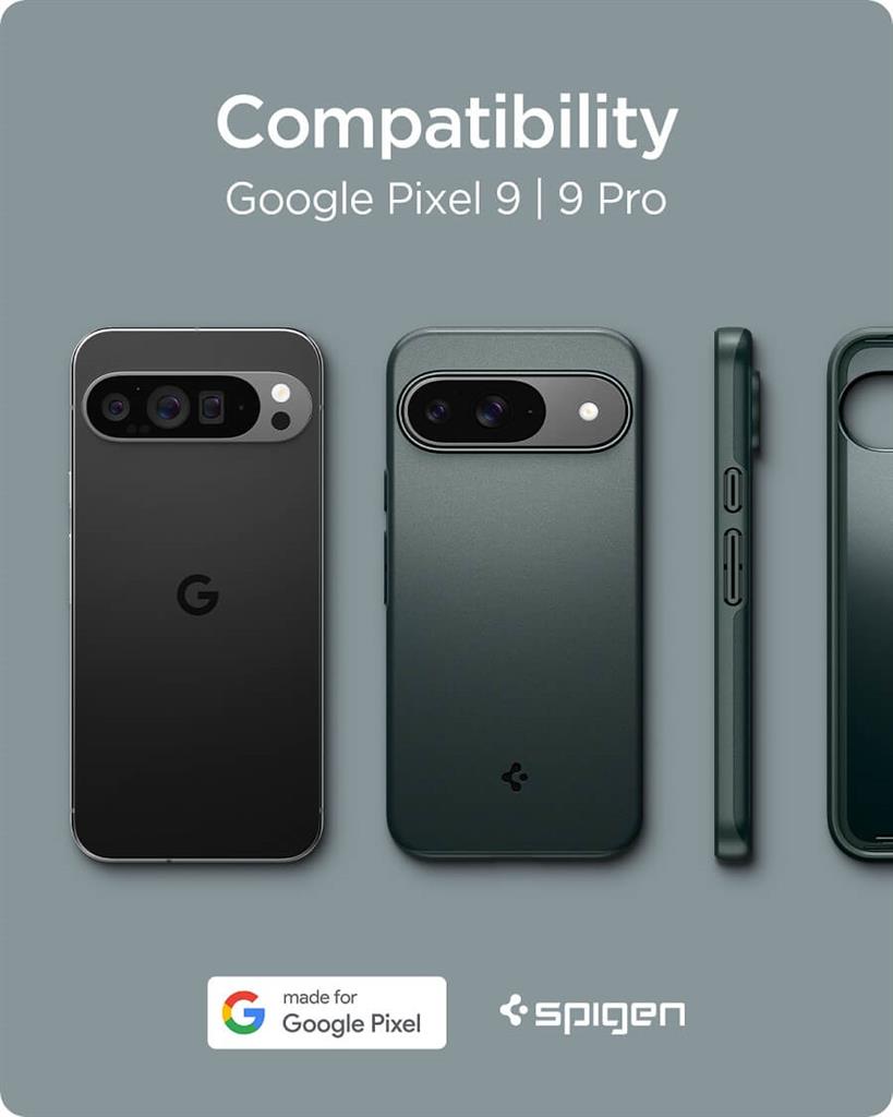 Противоударен Калъф за Google Pixel 9 Pro/ 9, Spigen Thin Fit Case, Зелен (9)