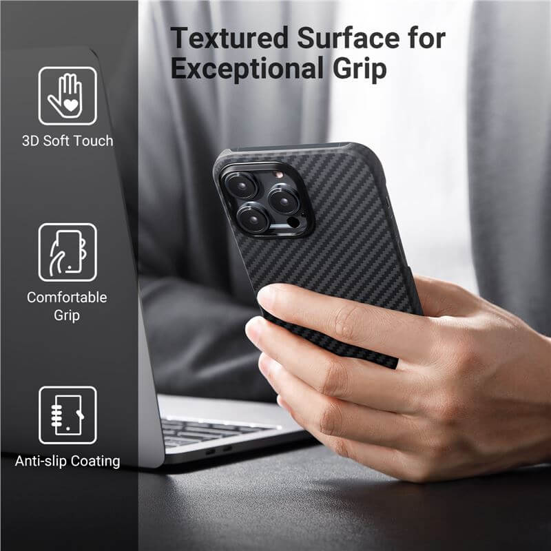Magsafe Тънък Калъф за iPhone 14 Pro, Pitaka MagEZ 3 Black-Gray Case, Черен (5)