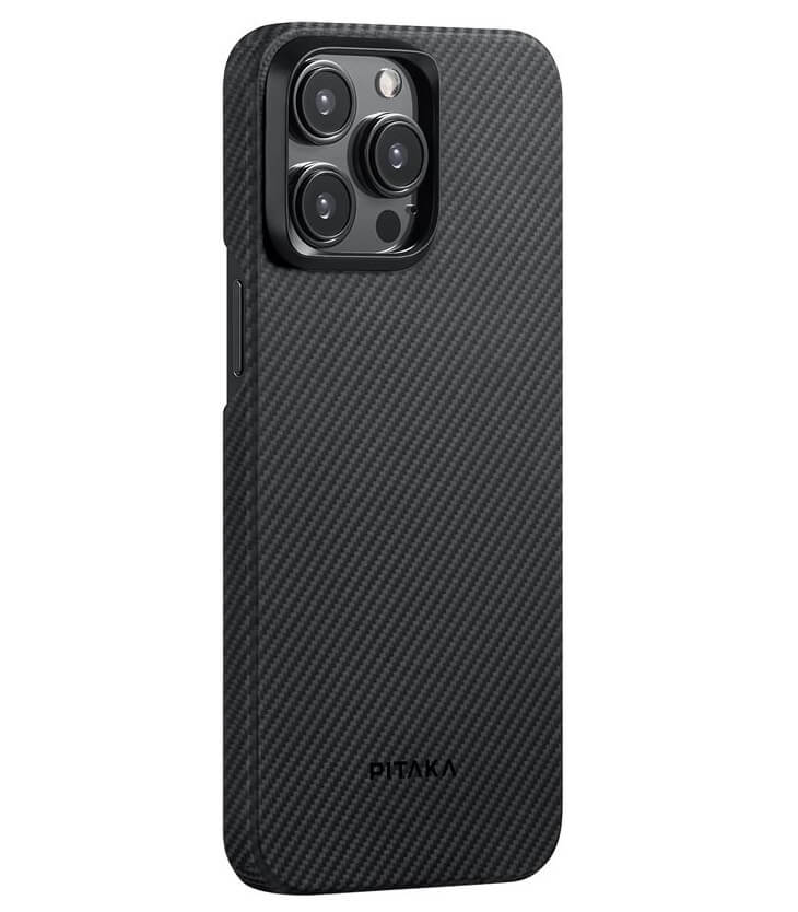 Magsafe Калъф за iPhone 15 Pro Max, Pitaka MagEZ 4 Case Black-Gray Twill, Черен