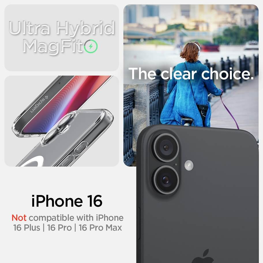Magsafe Противоударен Калъф за iPhone 16, Spigen Ultra Hybrid Case, Бял (6)