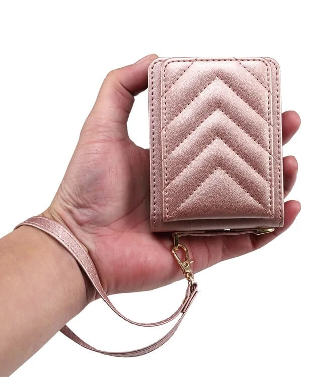 Калъф Портмоне с Презрамка за Samsung Z Flip 7 FE/Z Flip 6, Leather Case, Розов (8)