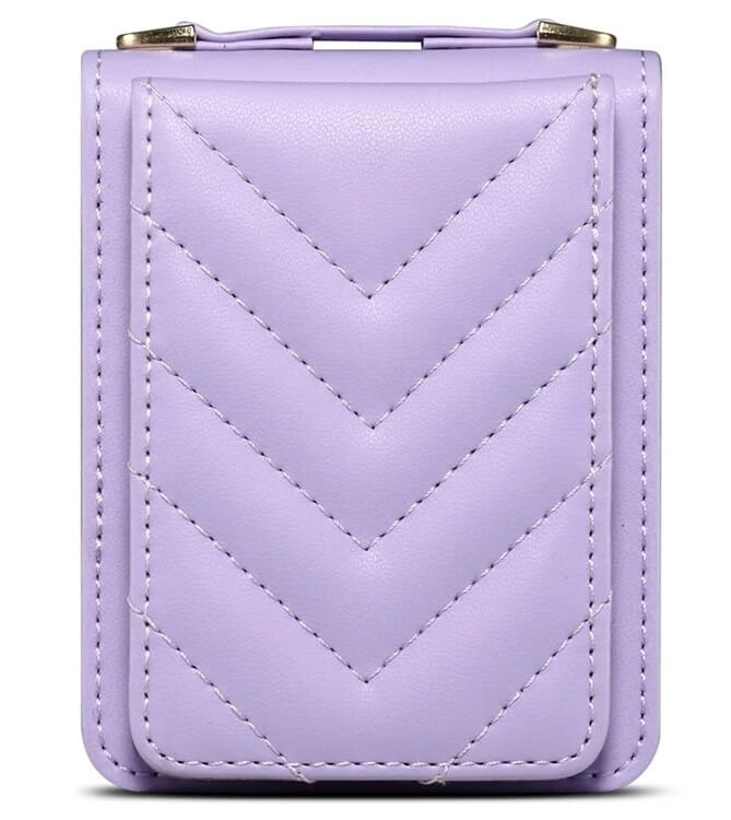 Калъф Портмоне с Презрамка за Samsung Z Flip 7 FE/Z Flip 6, Leather Case, Лилав (7)