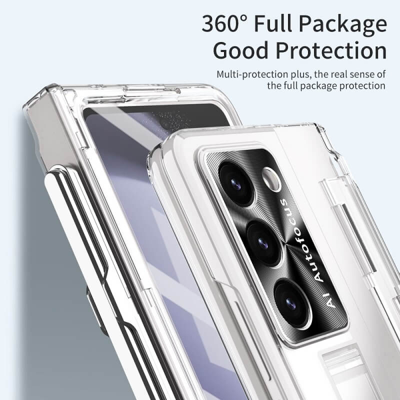 Калъф с Предпазител за Samsung Z Fold 6, Kickstand Hard Case, Прозрачен (4)