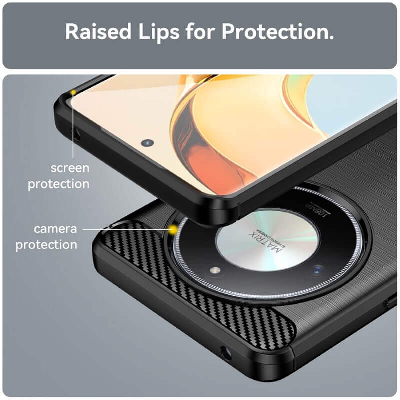 Противоударен Калъф за Honor Magic 6 Lite, Premium Carbon Case, Черен (5)