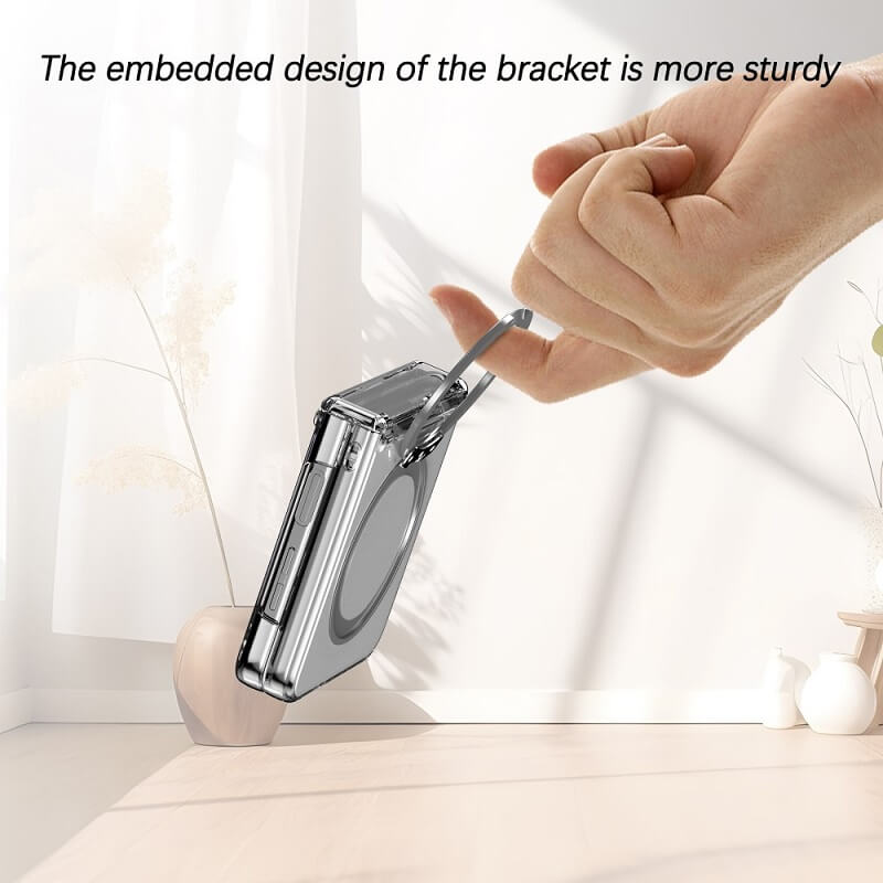 Magsafe Калъф с Предпазител за Samsung Z Flip 7 FE/Z Flip 6, Ring Case, Прозрачен (5)