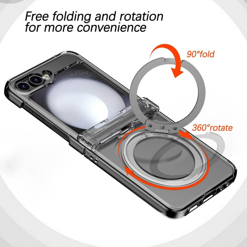 Magsafe Калъф с Предпазител за Samsung Z Flip 7 FE/Z Flip 6, Ring Case, Прозрачен (2)