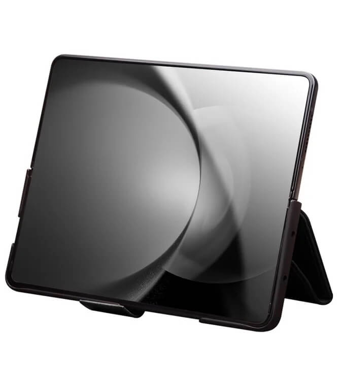 Кожен Калъф за Samsung Z Fold 6, Qialino Book Case, Черен (4)