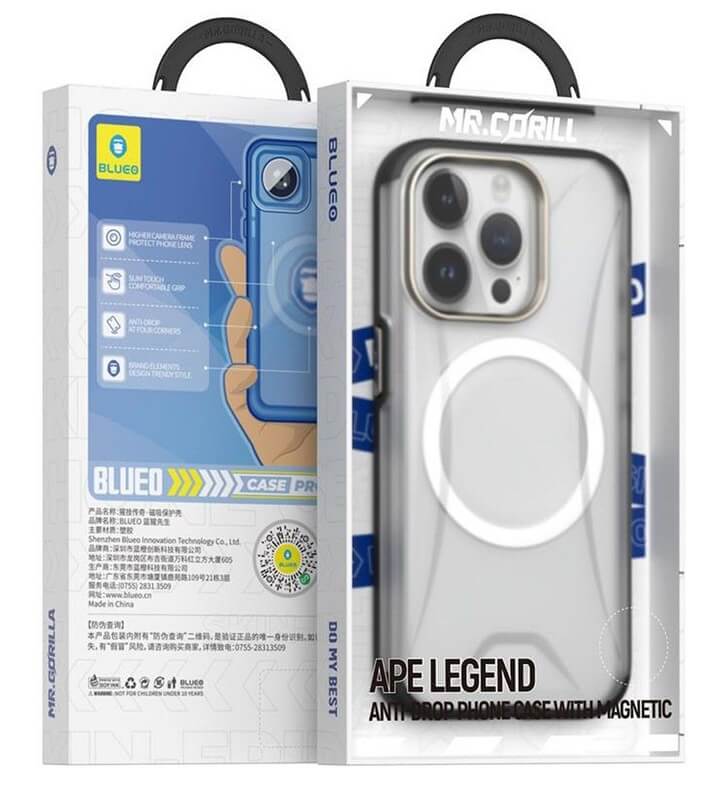 Magsafe Калъф за iPhone 15 Pro, Blueo Ape Legend Case, Черен (6)