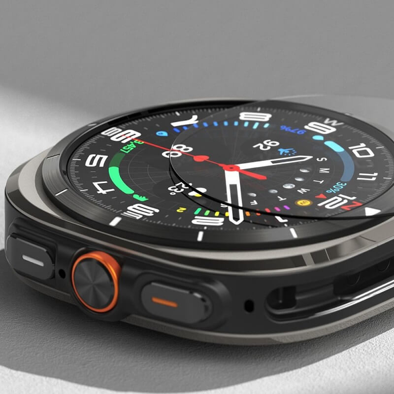 Калъф с Протектор за Samsung Watch Ultra 47 mm, Ringke Slim Tempered Glass Case Titanium, Черен (4)