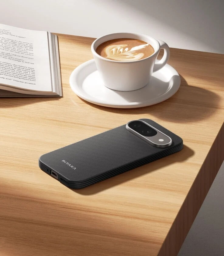Magsafe Калъф за Google Pixel 9 Pro/ 9, Pitaka Edge Case Black-Grey Twill, Черен (5)