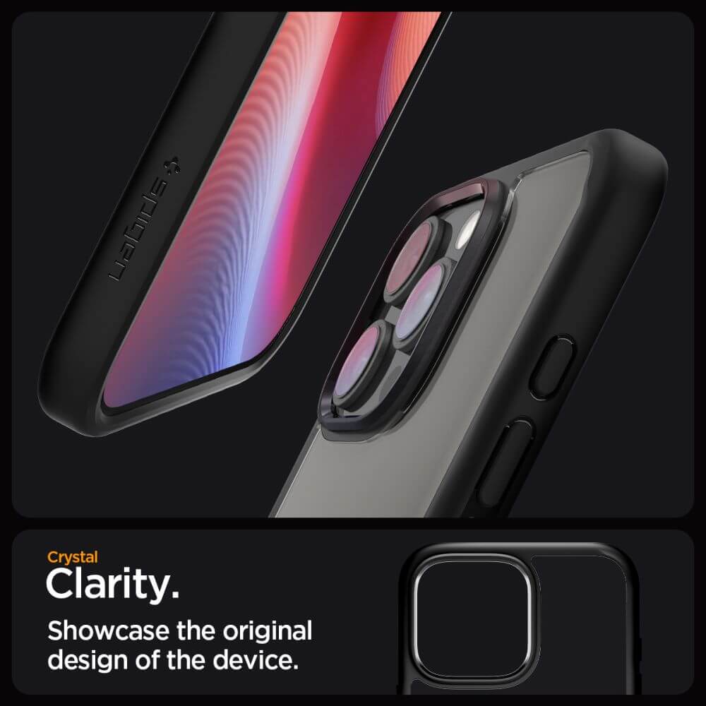 Противоударен Калъф за iPhone 16 Pro Max, Spigen Ultra Hybrid Case, Черен (7)