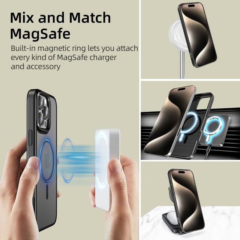 Magsafe Калъф за iPhone 16 Pro, Tech-Protect MagMat Case, Черен (4)