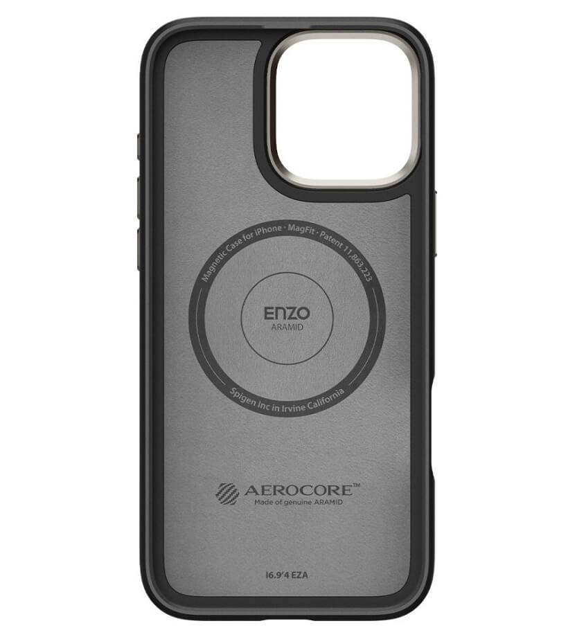 Magsafe Тънък Калъф за iPhone 16 Pro Max, Spigen Enzo Aramid Case, Черен (4)
