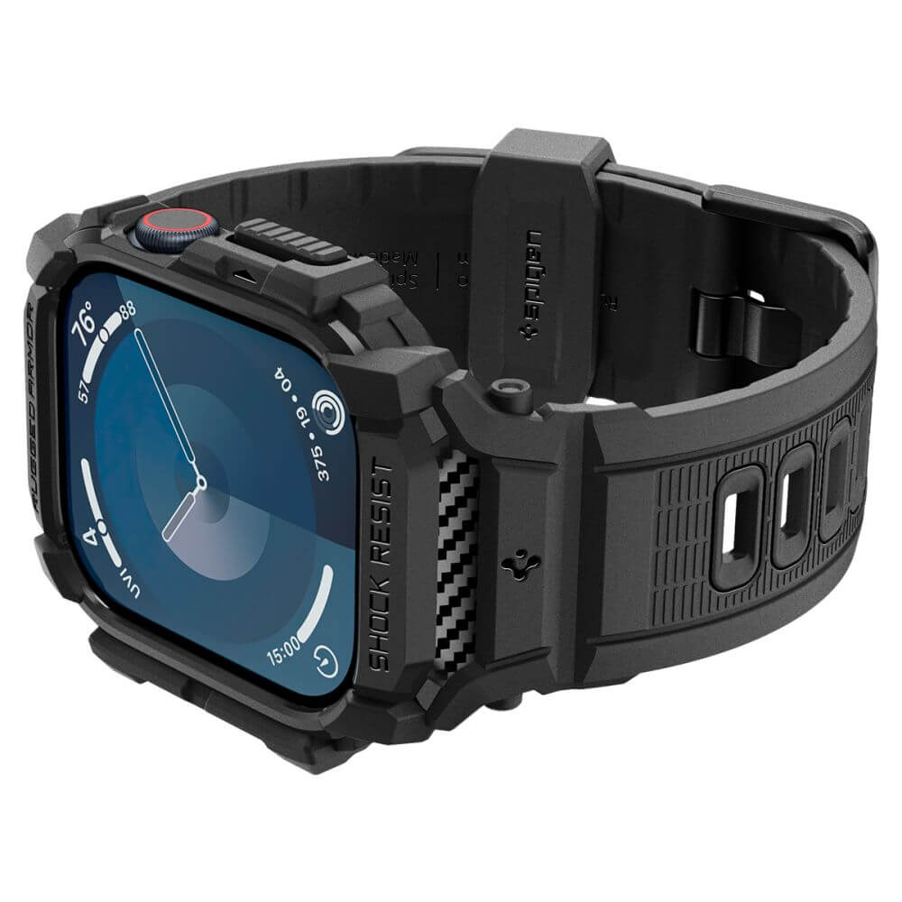 Калъф с Каишка за Apple Watch 11/ 10 42mm, Spigen Rugged Armor Pro Case, Черен (4)