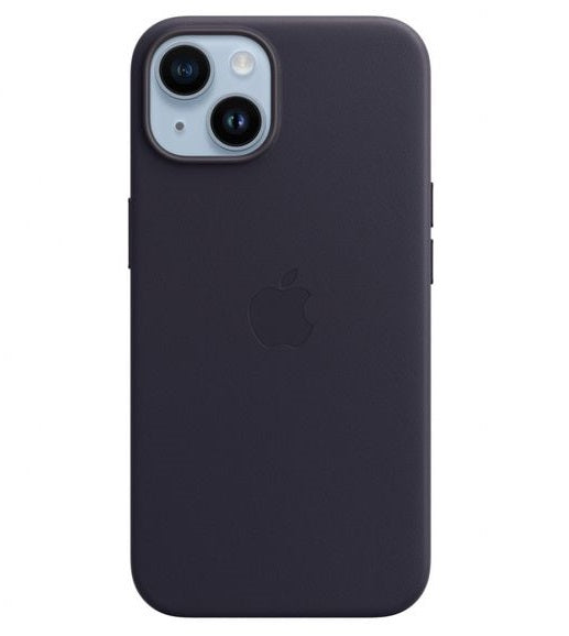 Оригинален Кожен Калъф за iPhone 14, Leather Magsafe Case MPP63ZM/A, Тъмно Лилав