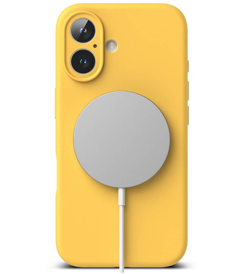 Magsafe Калъф за iPhone 16, Ringke Silicone Magnetic Case, Жълт (4)