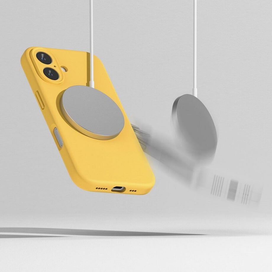 Magsafe Калъф за iPhone 16, Ringke Silicone Magnetic Case, Жълт (6)