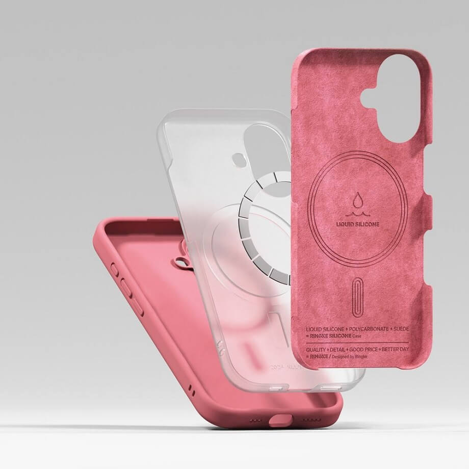 Magsafe Калъф за iPhone 16, Ringke Silicone Magnetic Case, Розов (7)