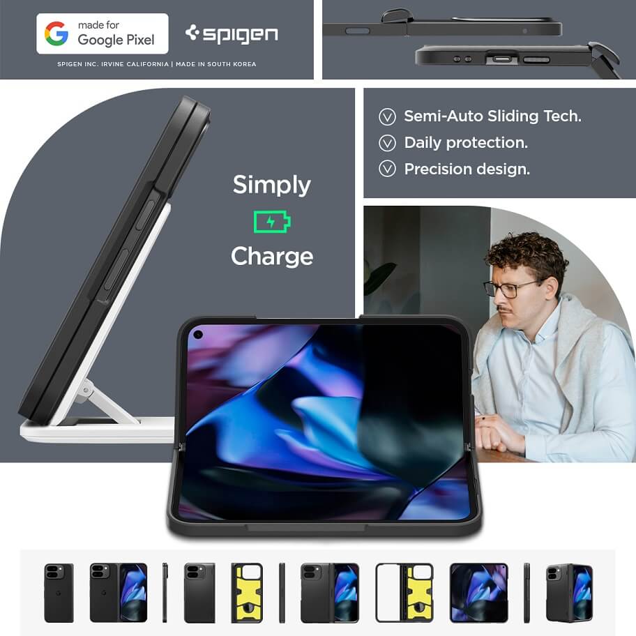 Калъф с Предпазител за Google Pixel 9 Pro Fold, Spigen Slim Armor Pro Case, Черен (12)